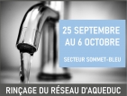 25 septembre | Programme de rinçage des conduites d’aqueduc | Secteur du Sommet-Bleu