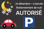 Stationnement de nuit du 23 décembre au 6 janvier | Constats d’infraction annulés