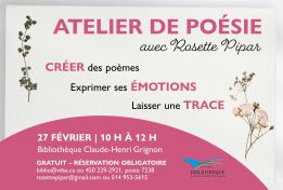 Atelier de poésie avec Rosette Pipar