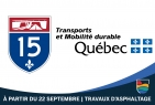 Ministère des Transports - Travaux d'asphaltage sur l'autoroute 15