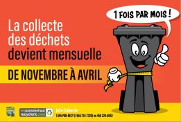 À compter du 1er novembre | Collecte mensuelle du bac noir