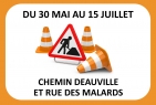 Du 30 mai au 15 juillet | Travaux sur le chemin Deauville et rue des Malards
